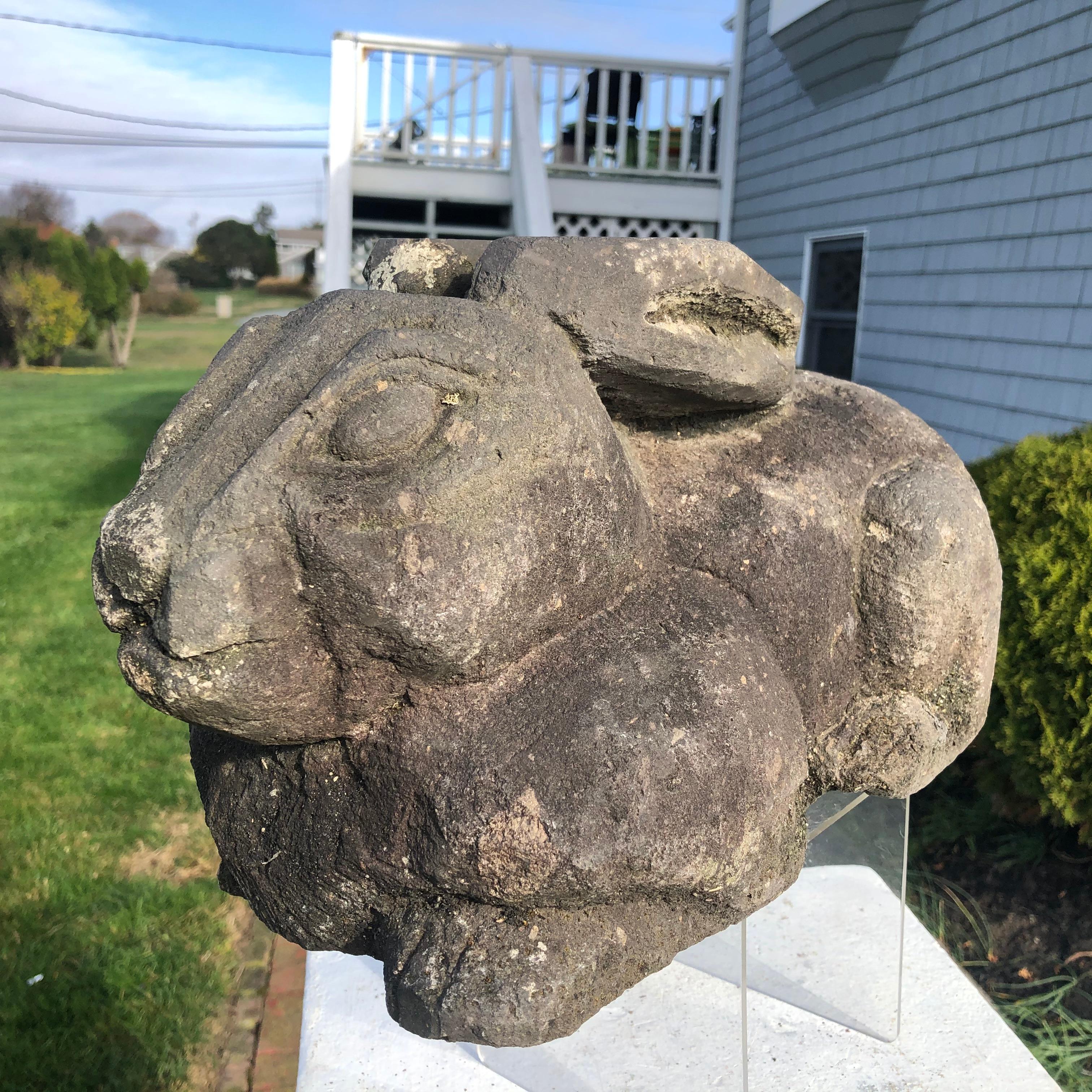 Japanese Japan Carved Garden Rabbit, Big Ears