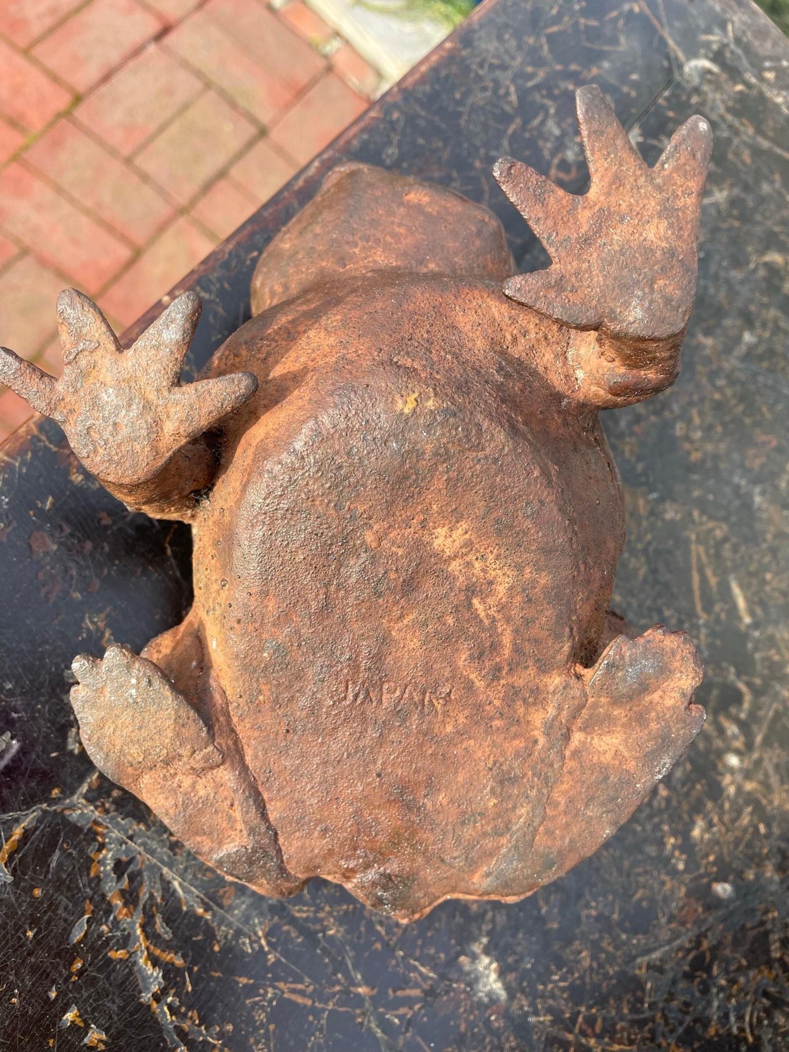 Japan Big Antique Cast Frog Toad Kaeru 6