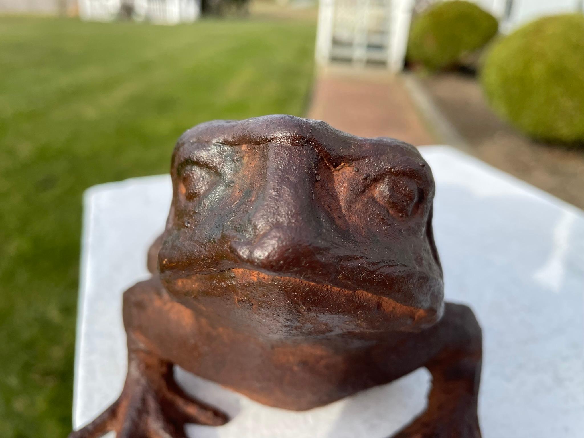 Japan Big Antique Cast Frog Toad Kaeru In Good Condition In South Burlington, VT