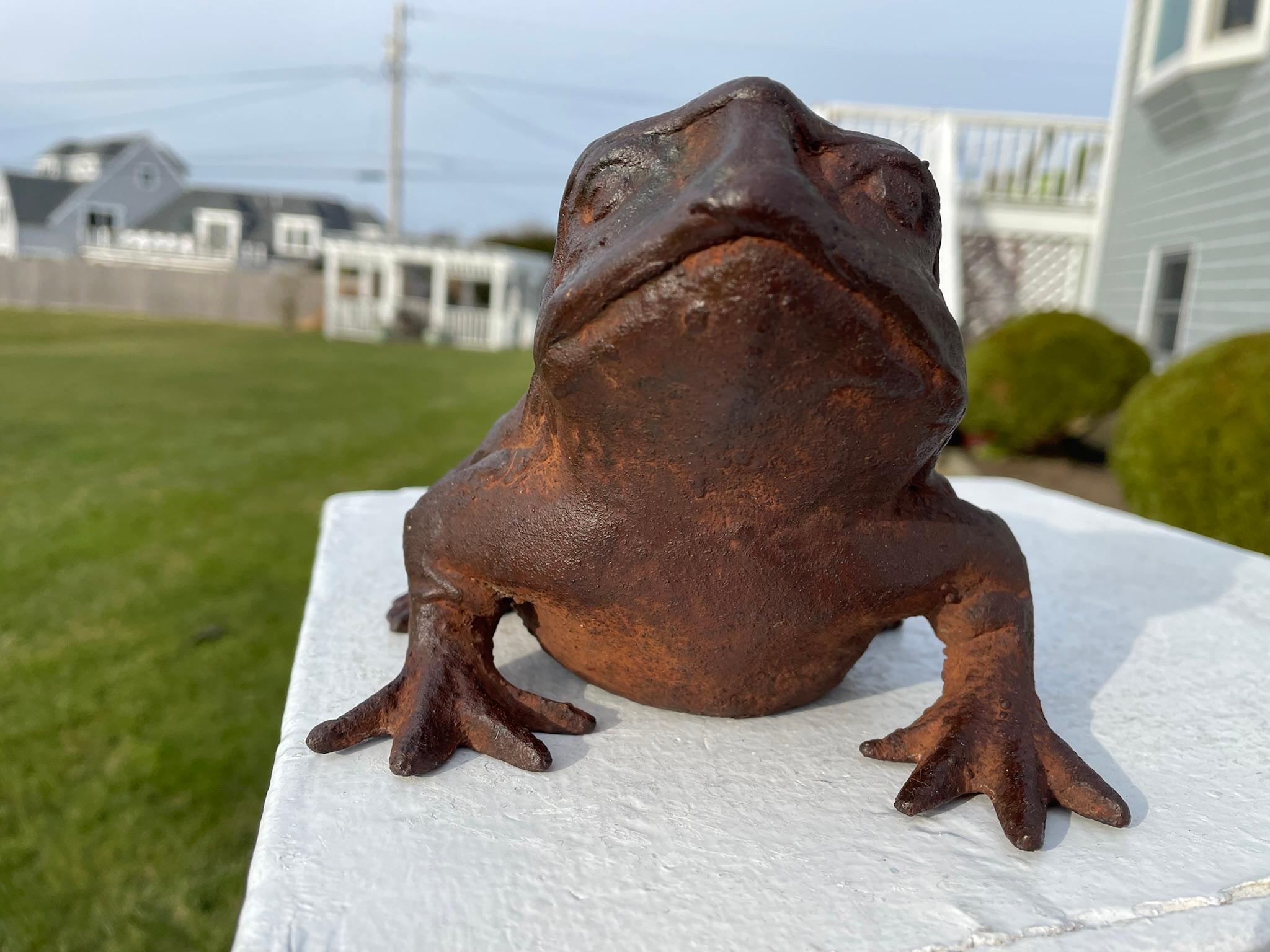 20th Century Japan Big Antique Cast Frog Toad Kaeru