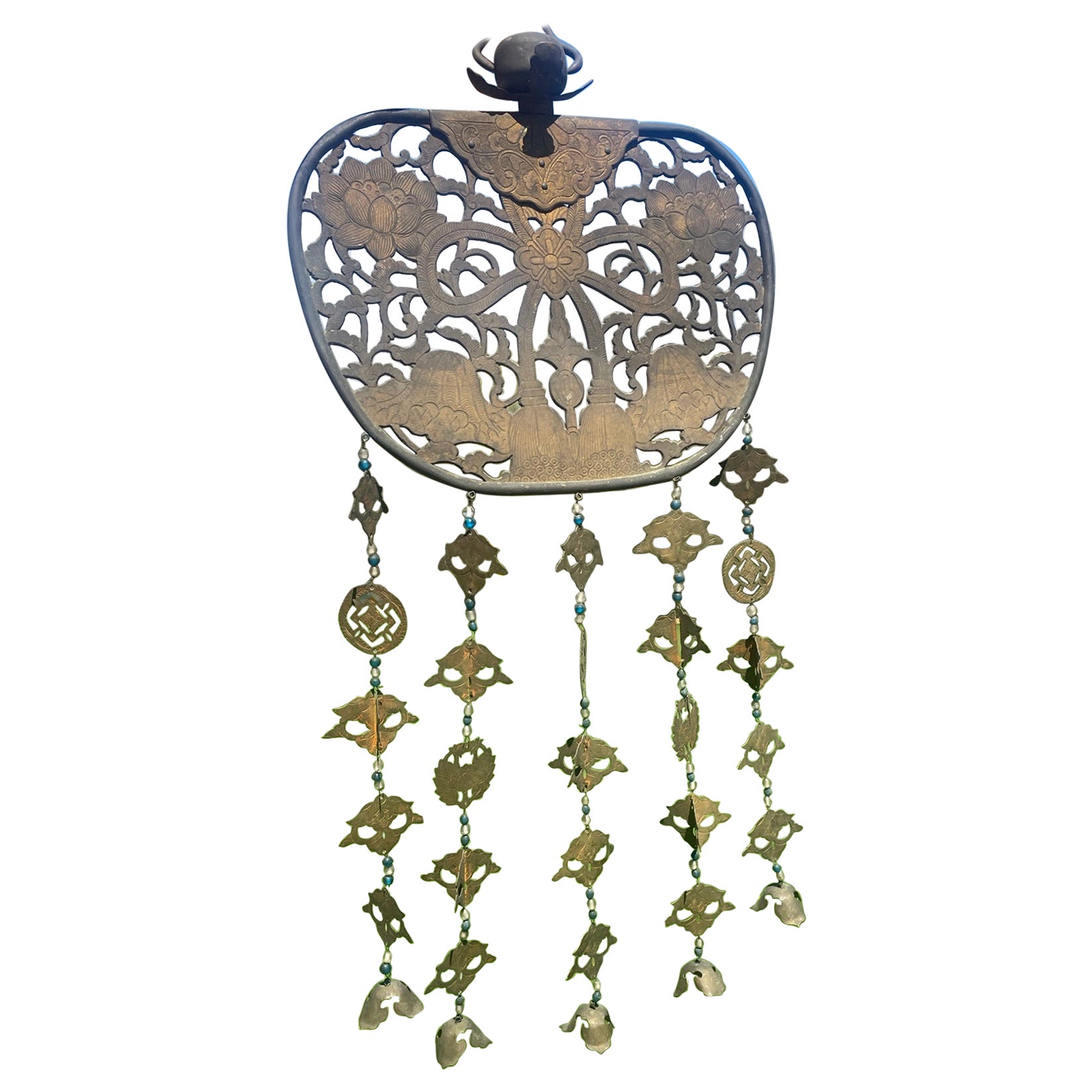 Japan Antique Complete Gilt Bronze Lotus Flower Ornament Keman 19th Century