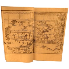 Japan Antique Garden Plans and Designs 154 Woodblock Prints in Three Albums Mint