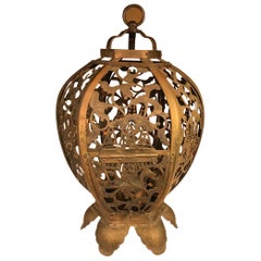 Japan Antique Gold Gilt "Openwork" Temple Lantern, Exquisite Details