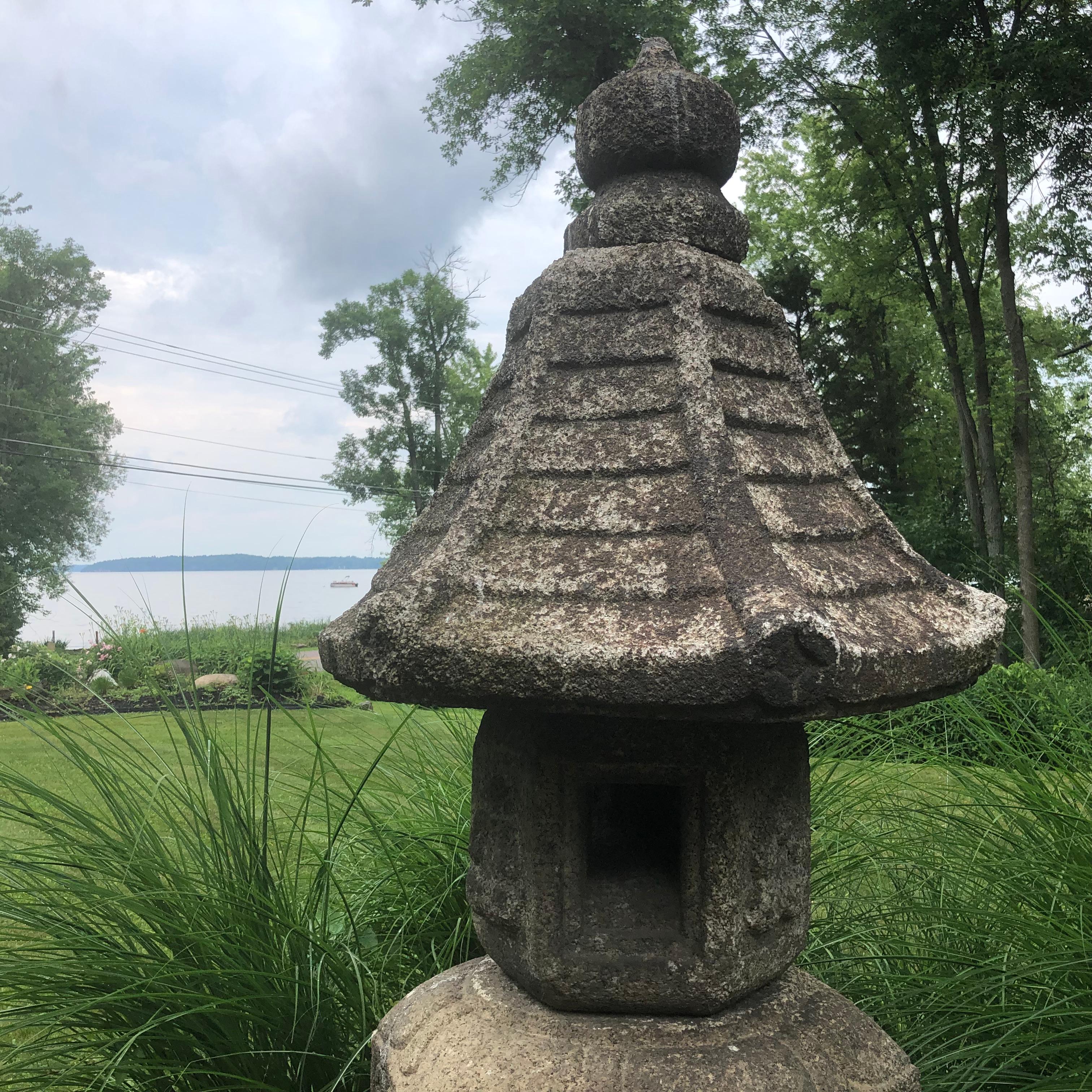 Japan Antique Granite Stone Lantern, Edo Period 19th Century 8