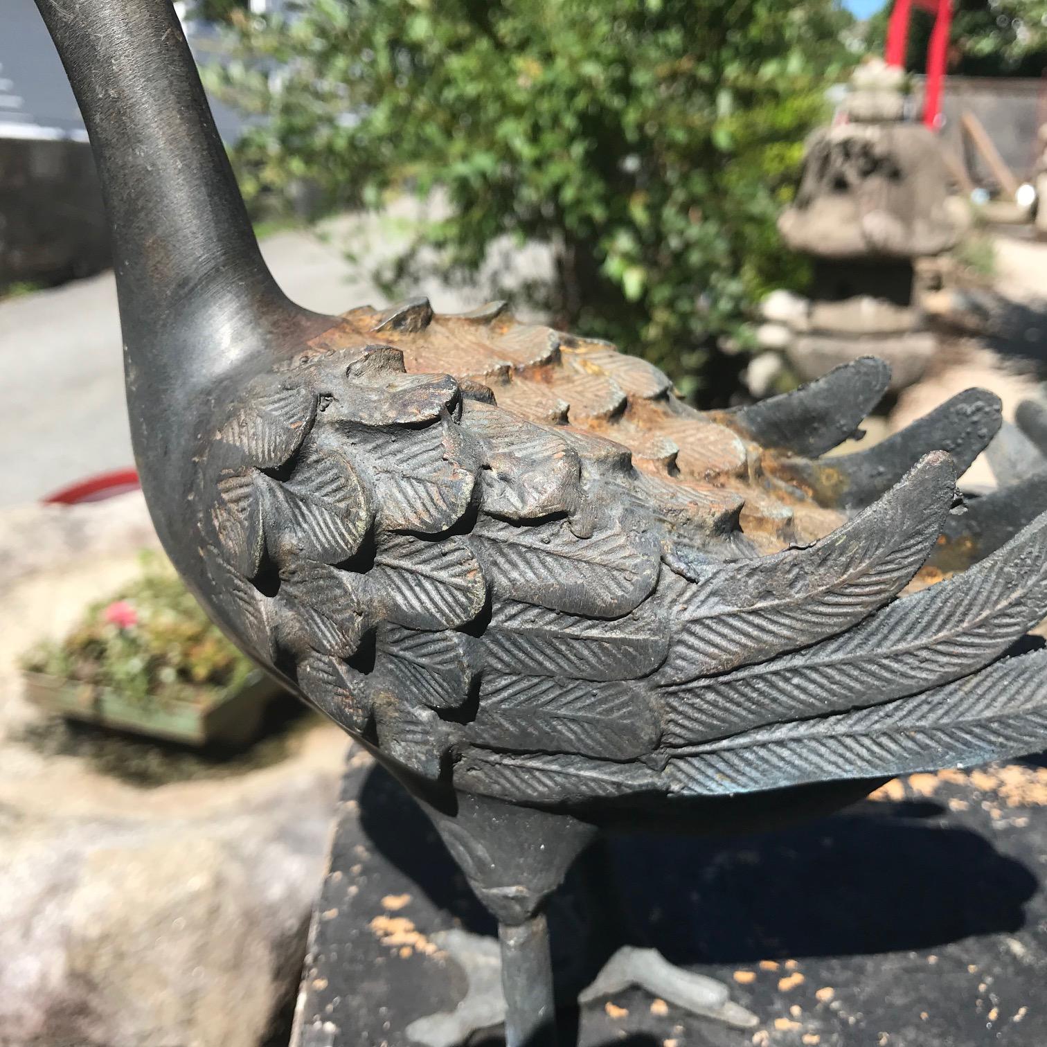 Japanese Japan Antique Hand Cast Pair of Bronze Ducks, Beautiful Details
