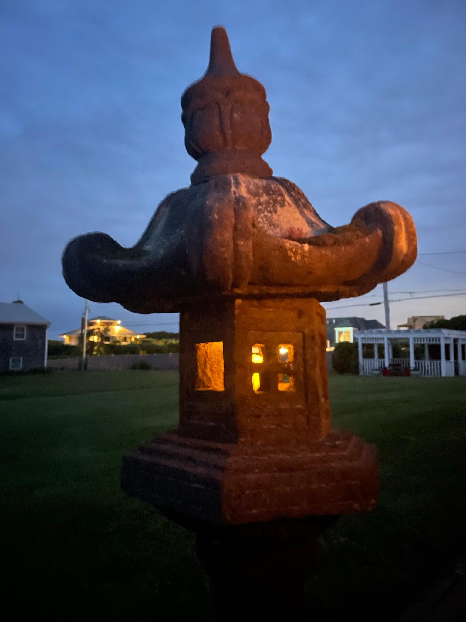 Japan Antique Kasuga Stone Lantern, Fine Details In Good Condition In South Burlington, VT
