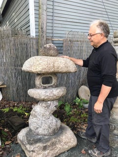 Japanese Antique Lantern "Spirit Mountain" Hand-Carved Organic Natural Style