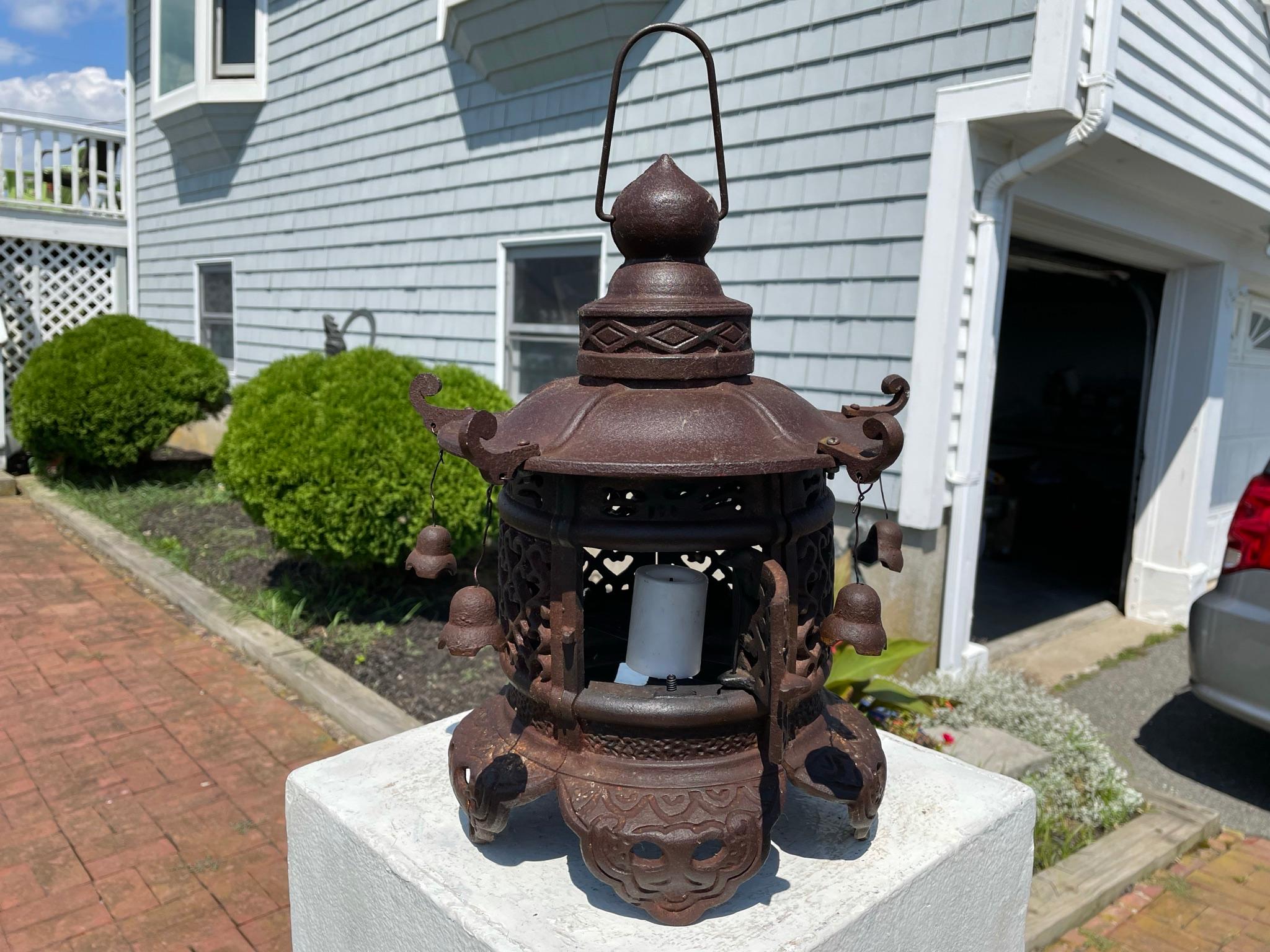 20th Century Japan Antique Lantern with Bells and Exquisite Details