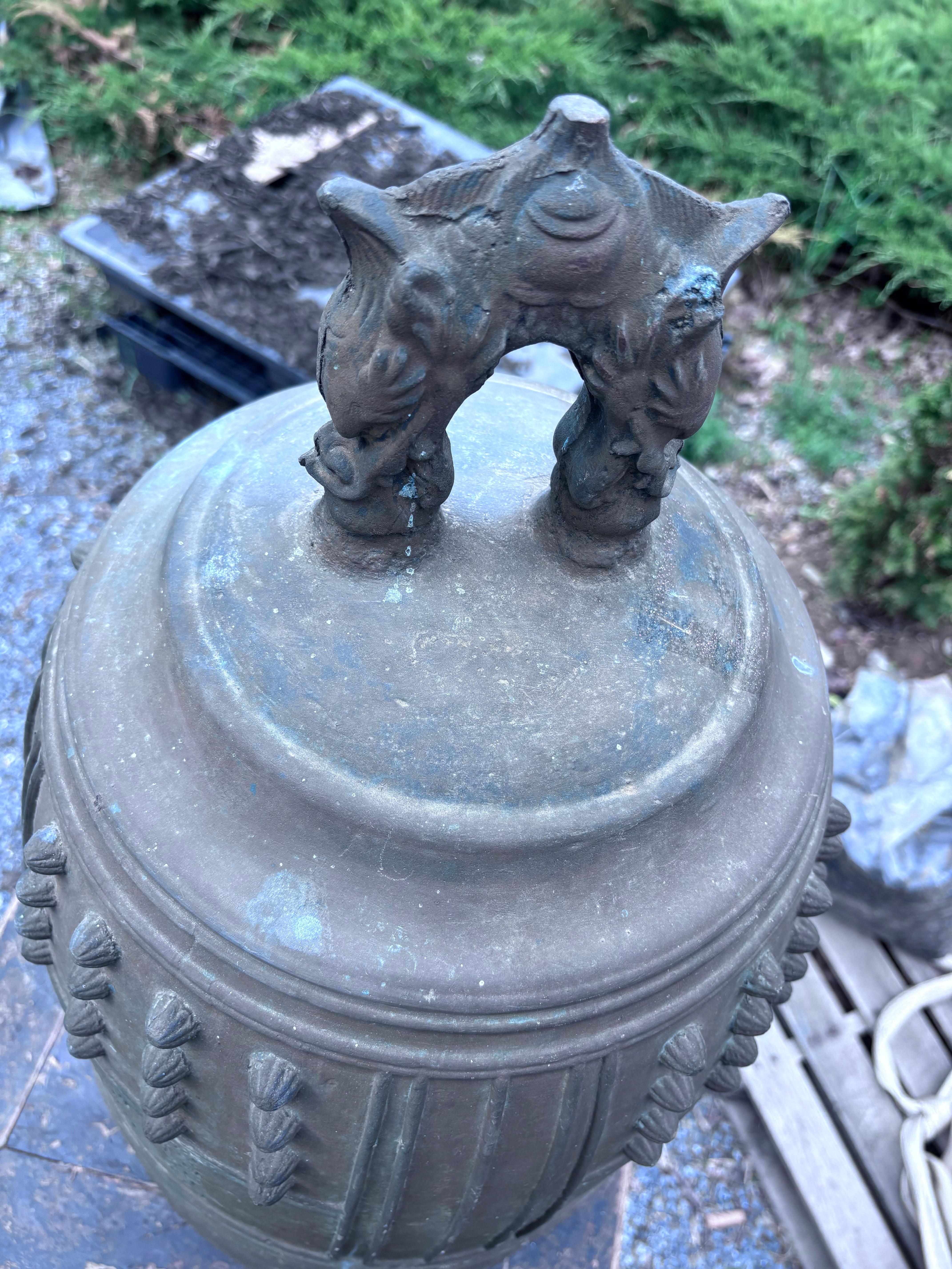 Japan  Antique Large Bronze Temple Bell With Pleasant Sound, Double Signed, 25