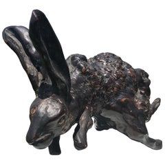 Japan Antique Natural Burl Wood "Hopping Rabbit" Usagi