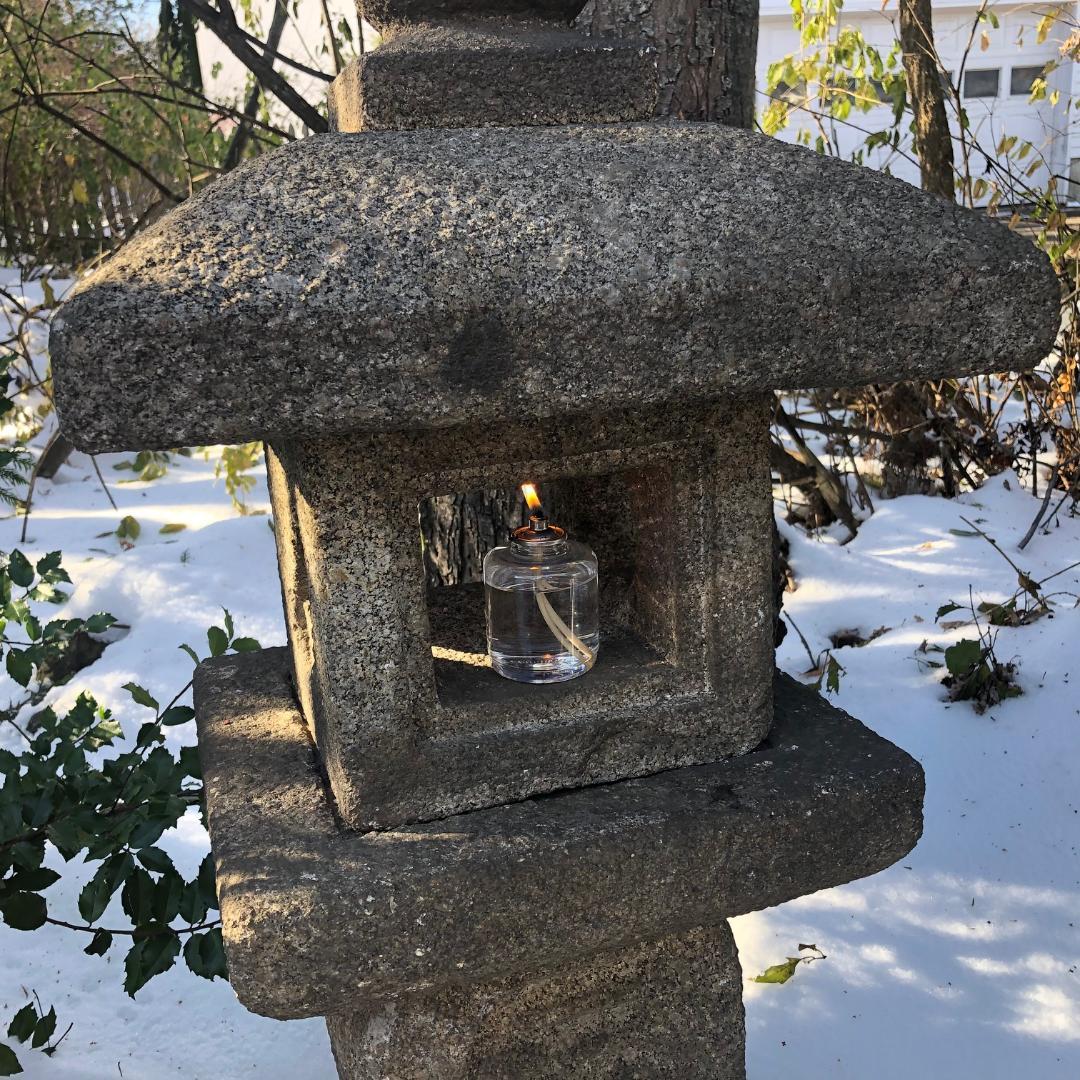 Taisho Japan Antique “Oribe” Granite Lantern , Tea Master Hand Carved
