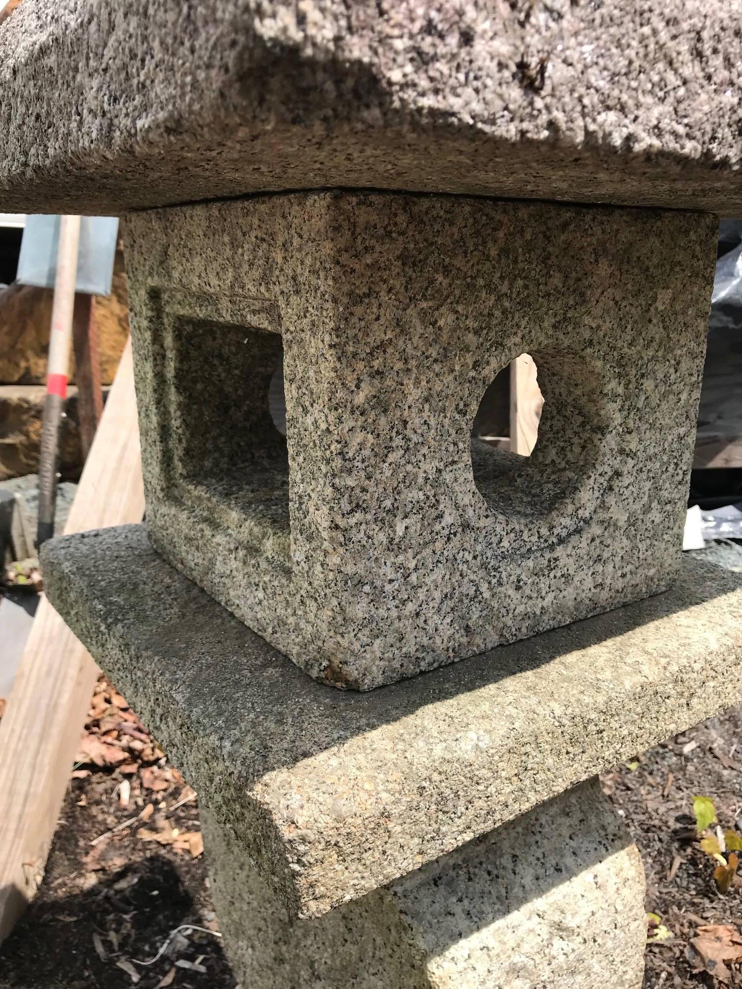 Japan Antique “Oribe” Granite Lantern , Tea Master Hand Carved 1