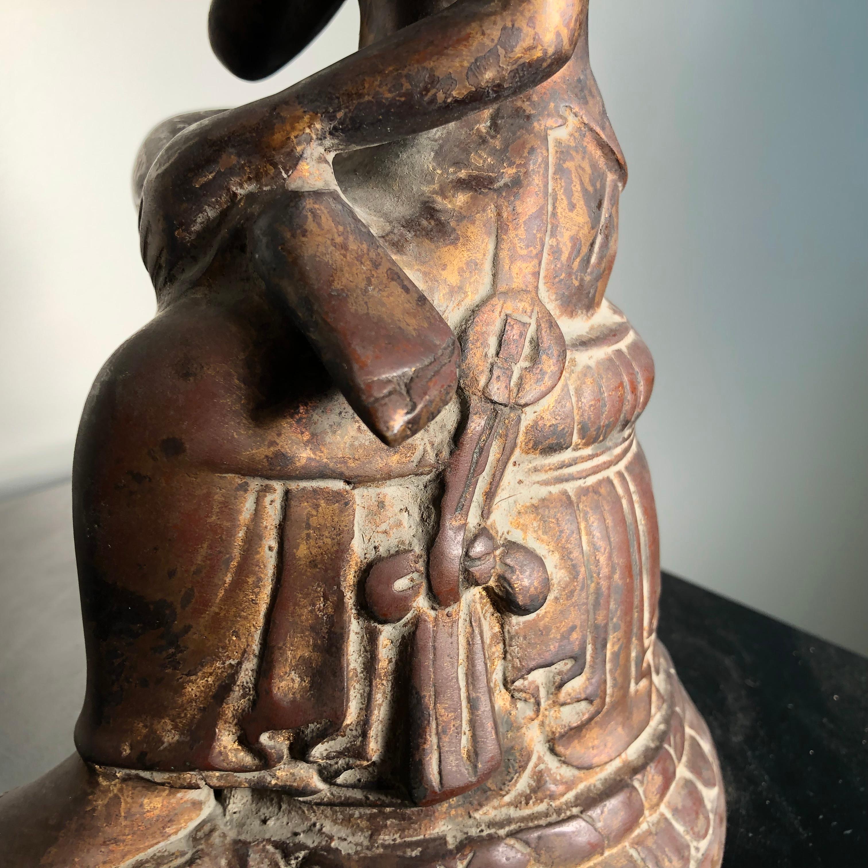 Japan Antique Serene Faced Bronze Seated Kannon Guanyin International Pose 3