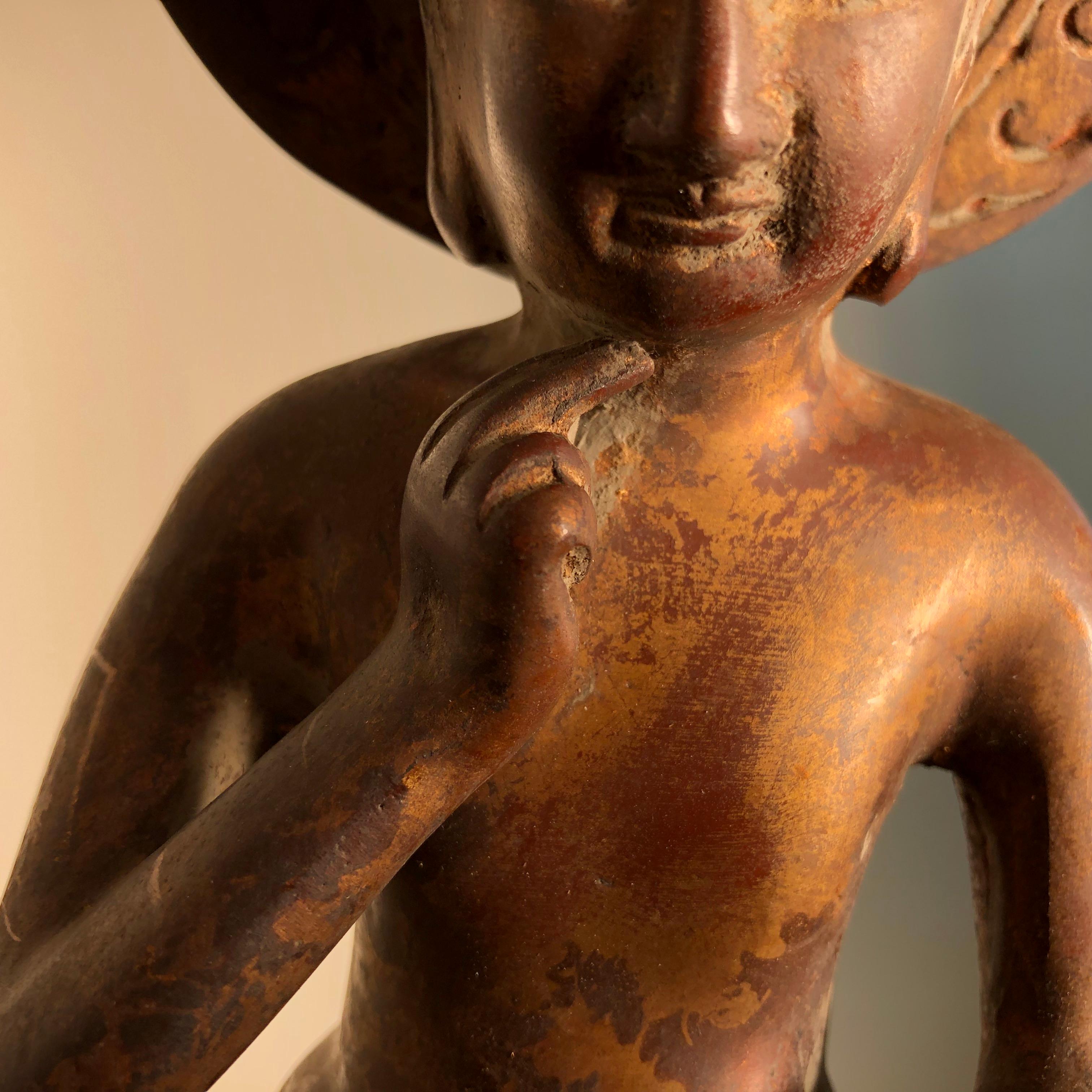 Japan Antique Serene Faced Bronze Seated Kannon Guanyin International Pose 11