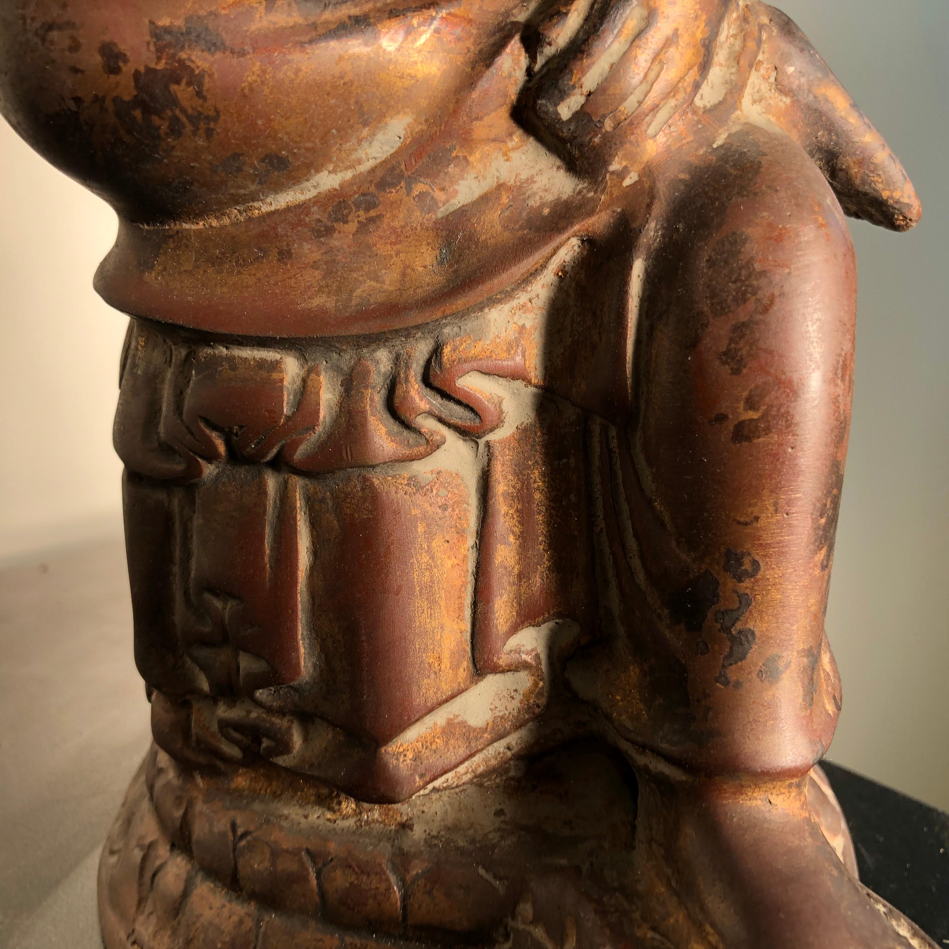 Japan Antique Serene Faced Bronze Seated Kannon Guanyin International Pose 1