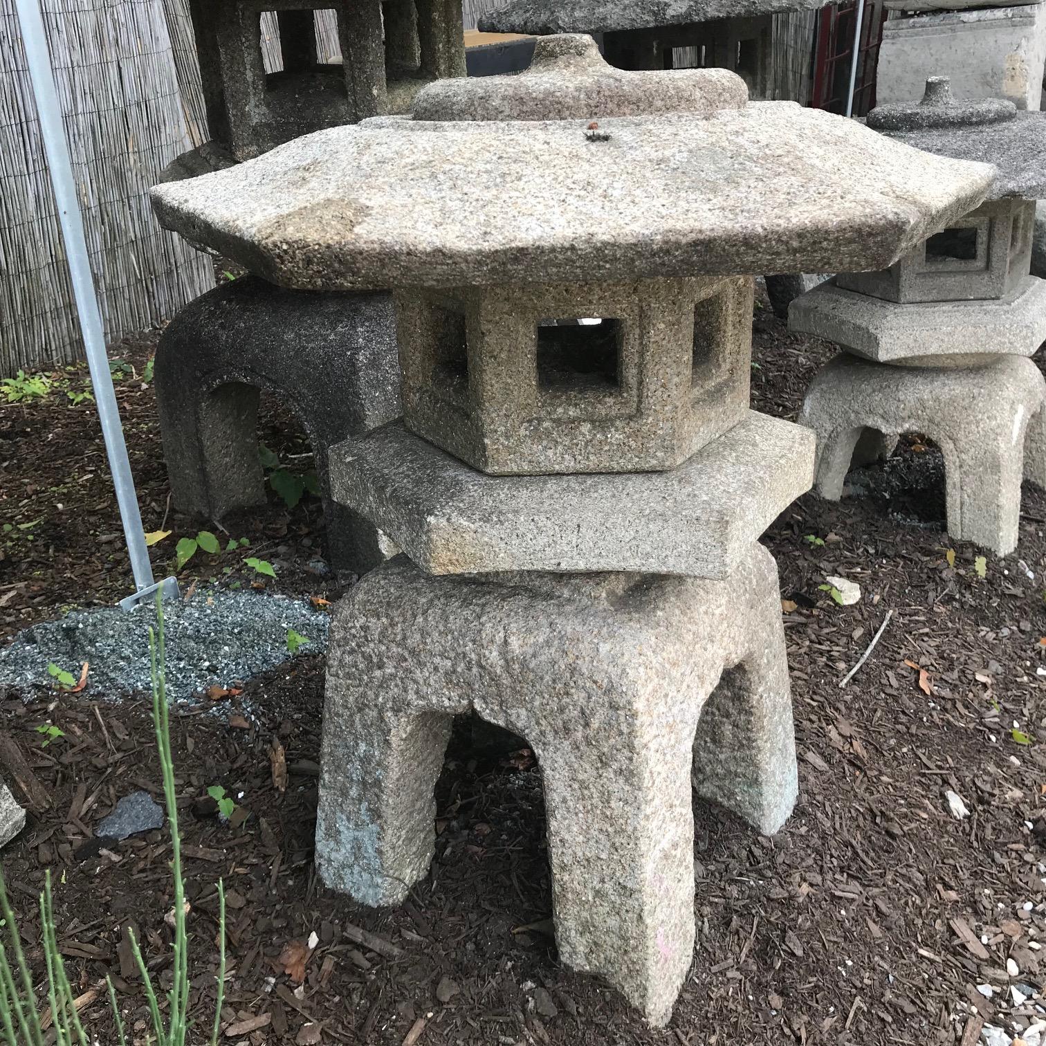 Taisho Japan Antique Stone Lantern, Classic Water Viewing or Snow Lantern