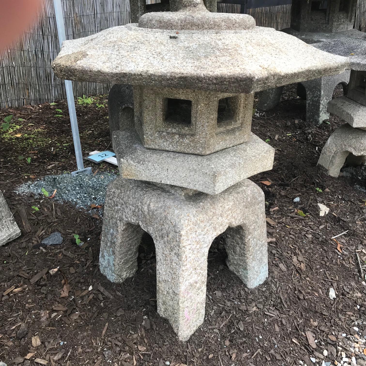 Granite Japan Antique Stone Lantern, Classic Water Viewing or Snow Lantern