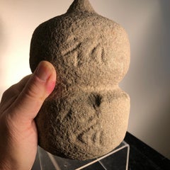 Japan Antique Stone " 5 Elements" Lotus Finial Sculpture, Signed and Hand Carved