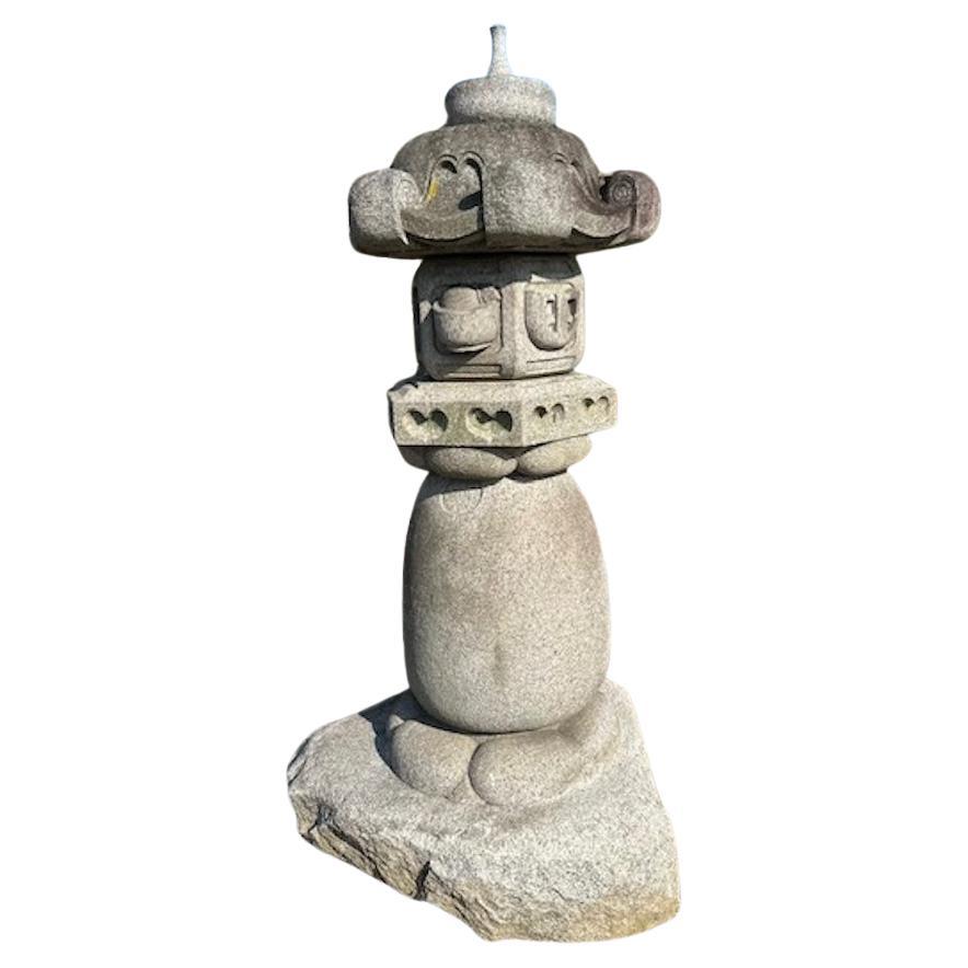 Japan Antique Stone Tea Garden Lantern, Stunning Design For Sale