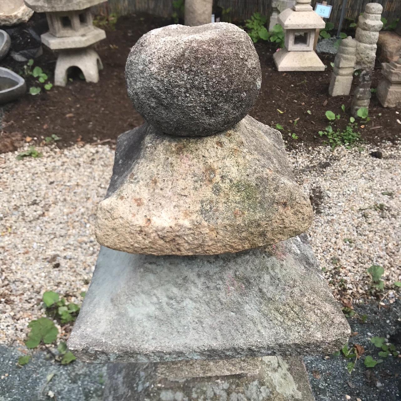 Japanese Japan Antique Tall Stone Three Roof Pagoda Lantern