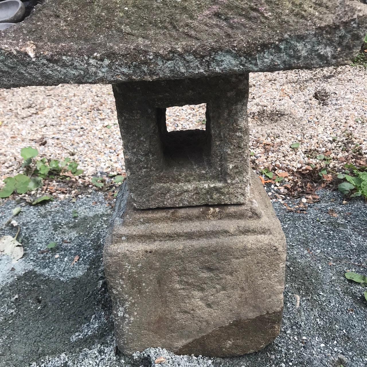 Japan Antique Tall Stone Three Roof Pagoda Lantern In Good Condition In South Burlington, VT