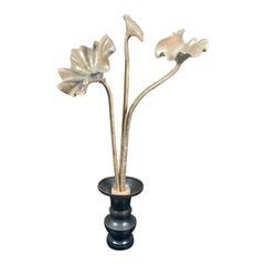 Japan Beautiful Antique Gilt Lotus Flower Bouquet, Edo Period 19thc