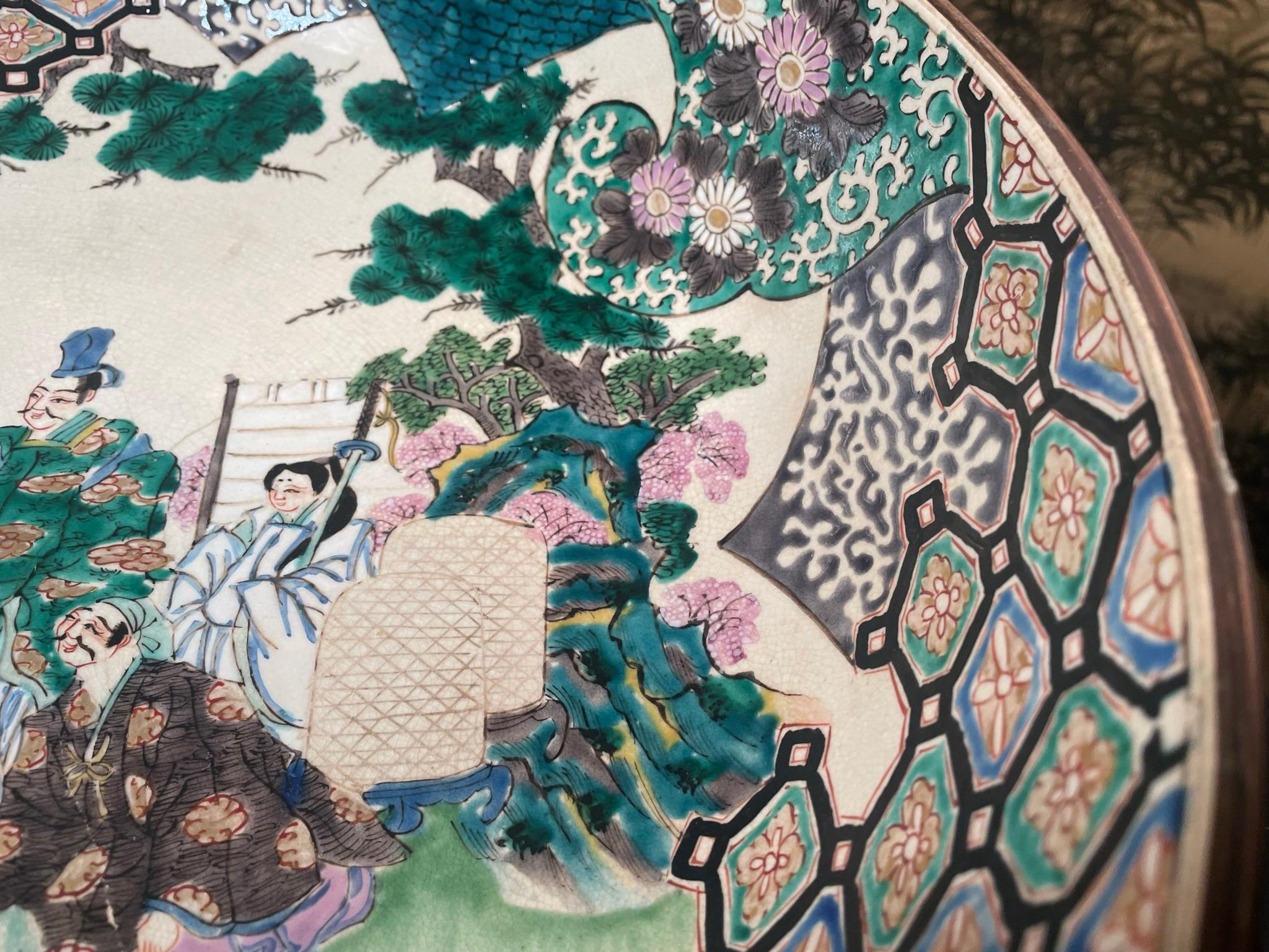 XX secolo Giappone Bellissima grande ciotola da giardino antica dipinta a mano Kutani, 1910 in vendita