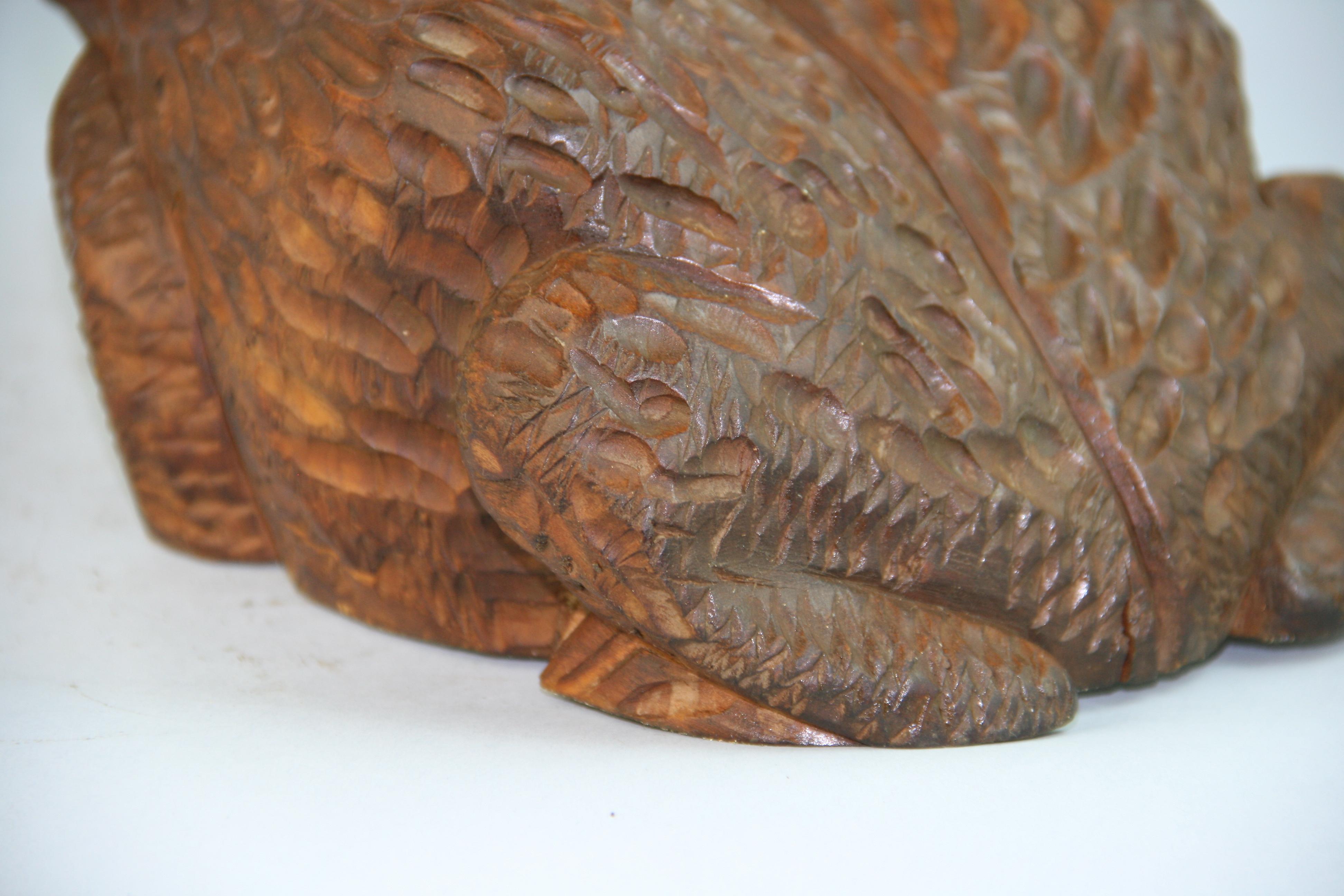 Japan Big Antique Hand Carved Wood Frog Toad Kaeru 3