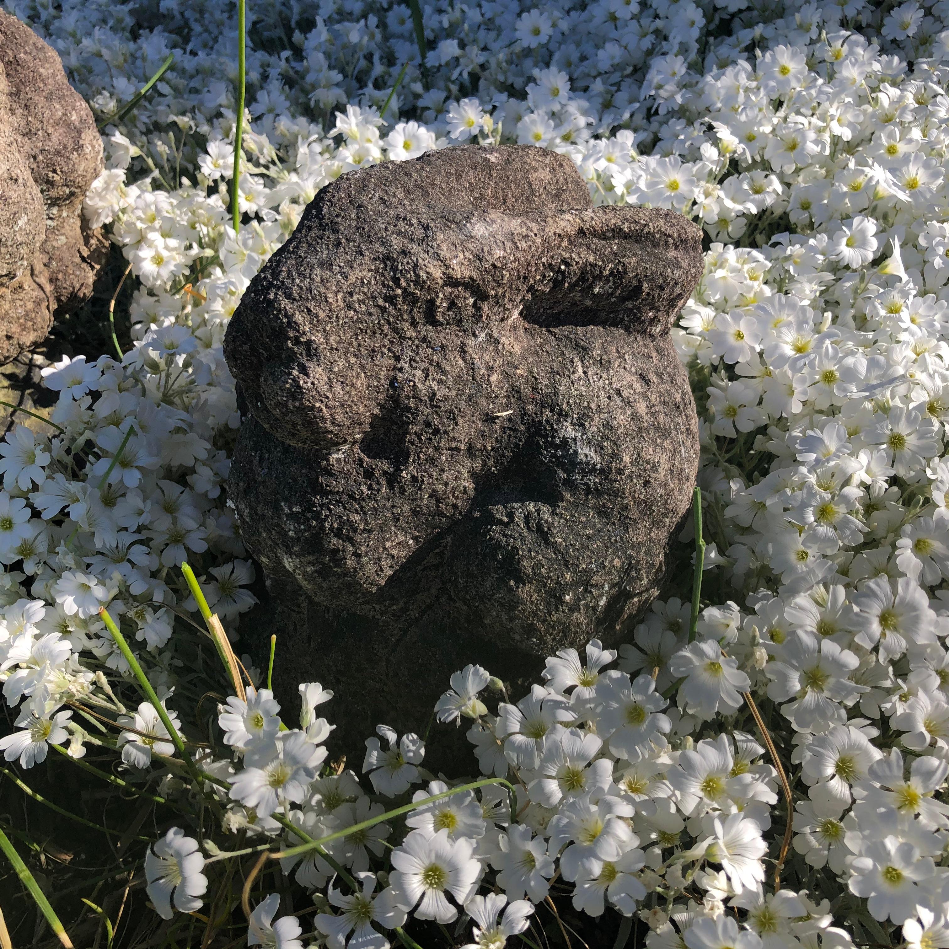 Meiji Japan Big Eared Antique Stone Garden Rabbit 