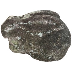 Japan Big Eared Antique Rabbit Hand-Carved Stone Usagi, Meiji, 19th Century