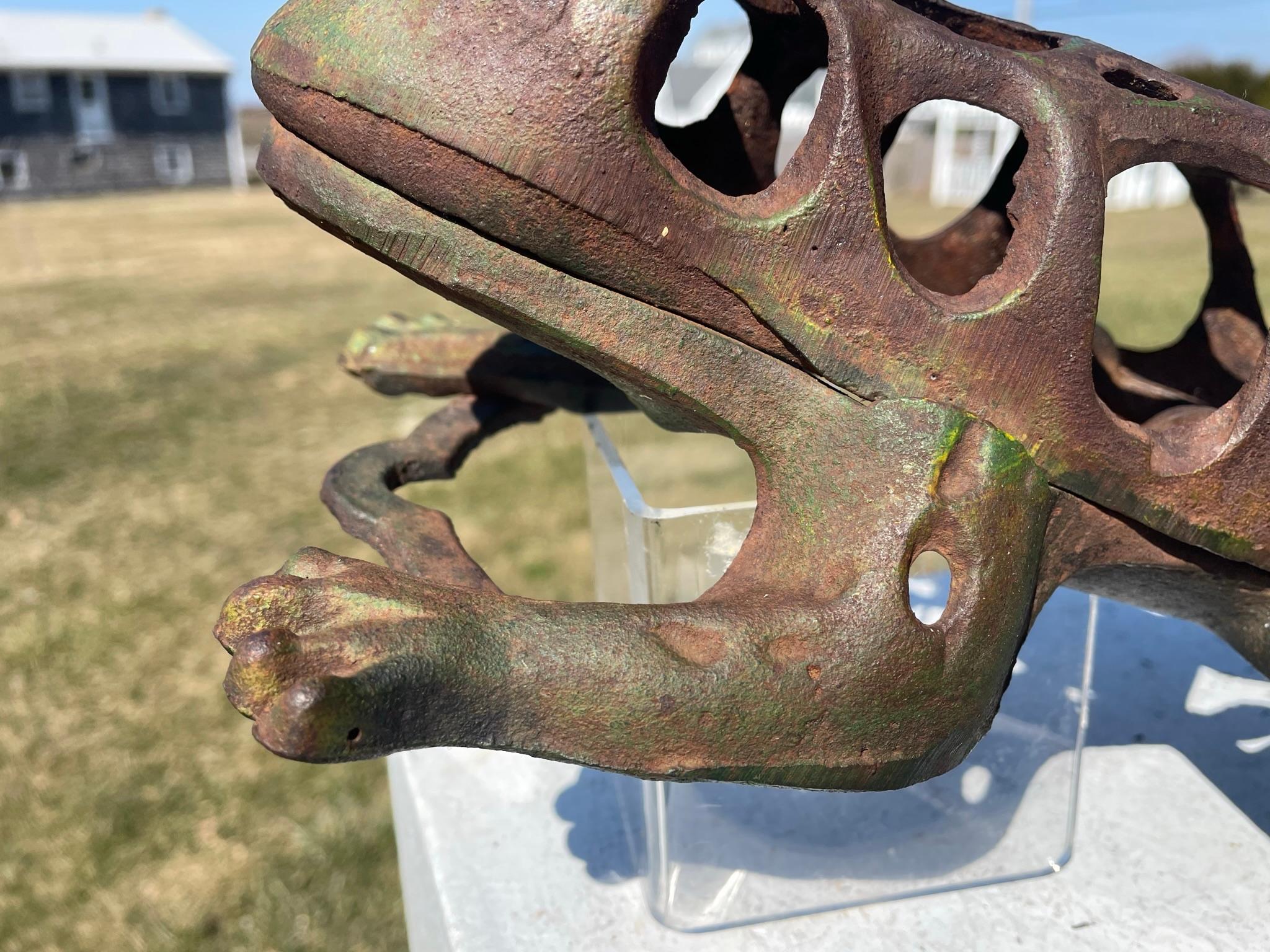 Japan Big Hand Painted Leaping Frog Lantern, Original Glass Eyes 7