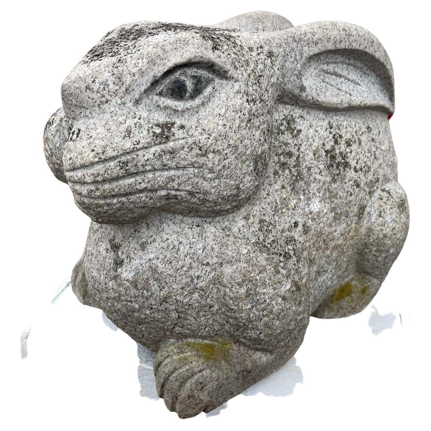 Japan Big Old Hand Carved Garden Rabbit, Usagi at 1stDibs