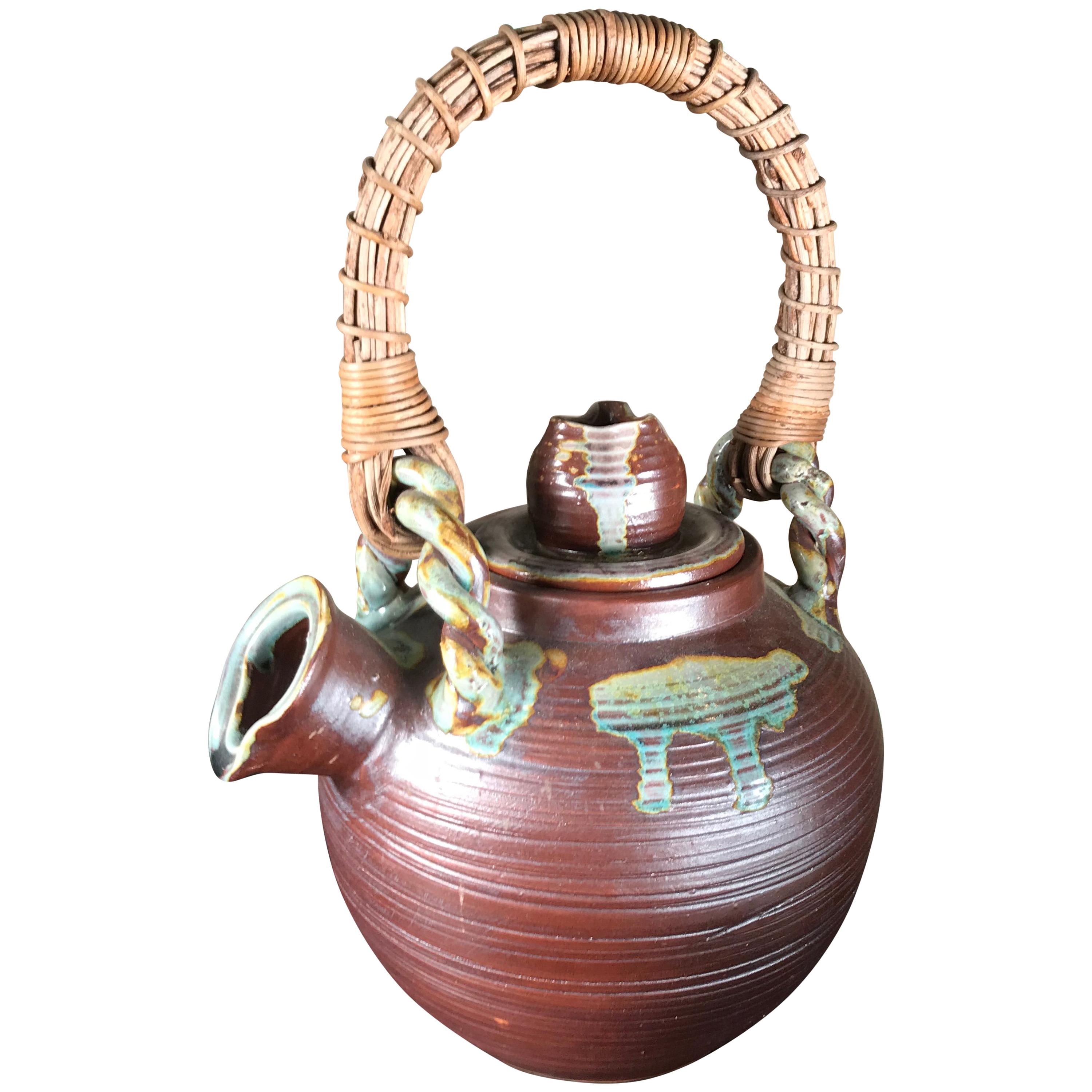 Japan Big Older Flower Pot Tea Vessel, Finely Crafted with Colorful Glaze