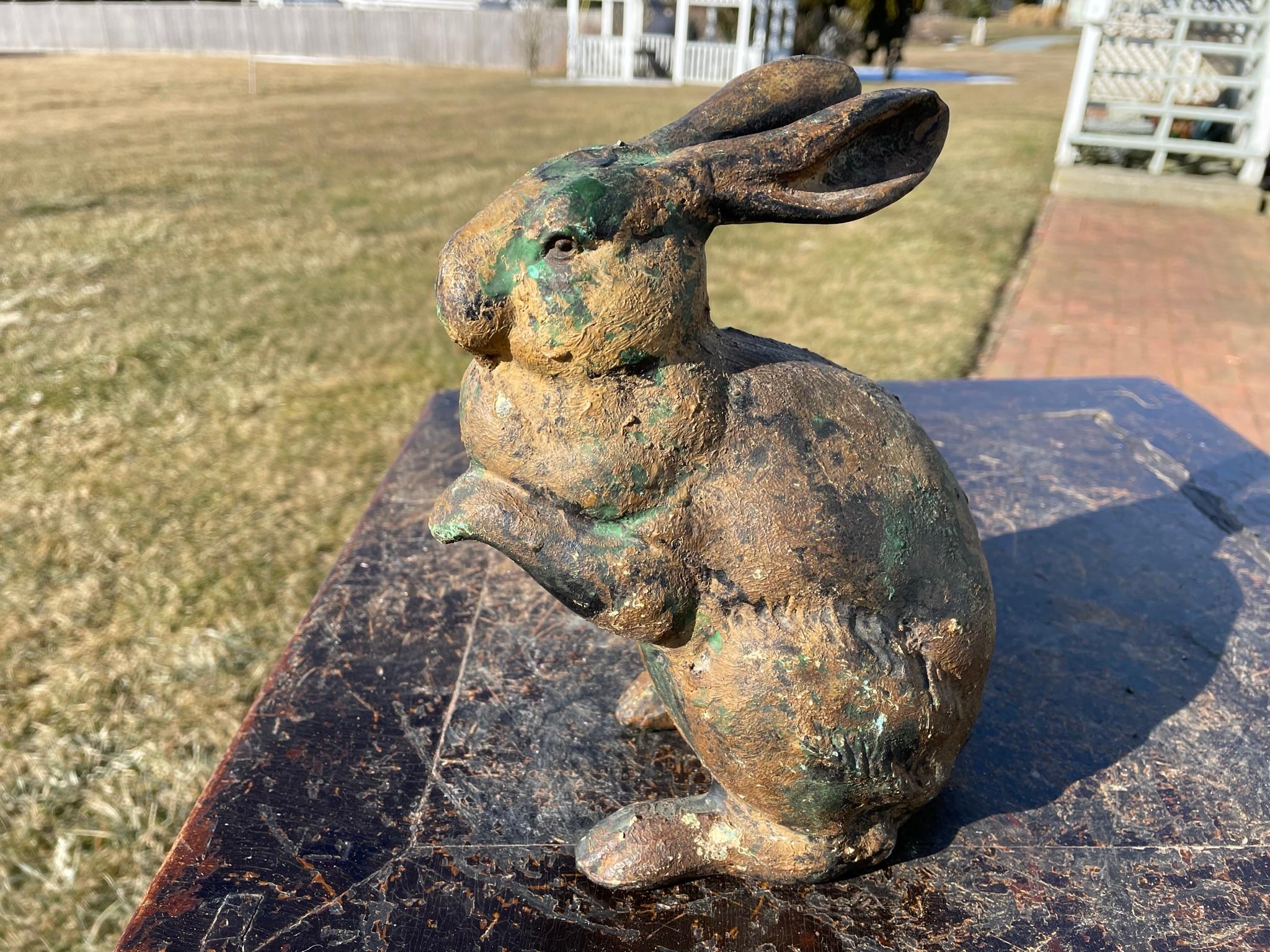 Showa Japan Big Plump Standing Gilt Garden Rabbit