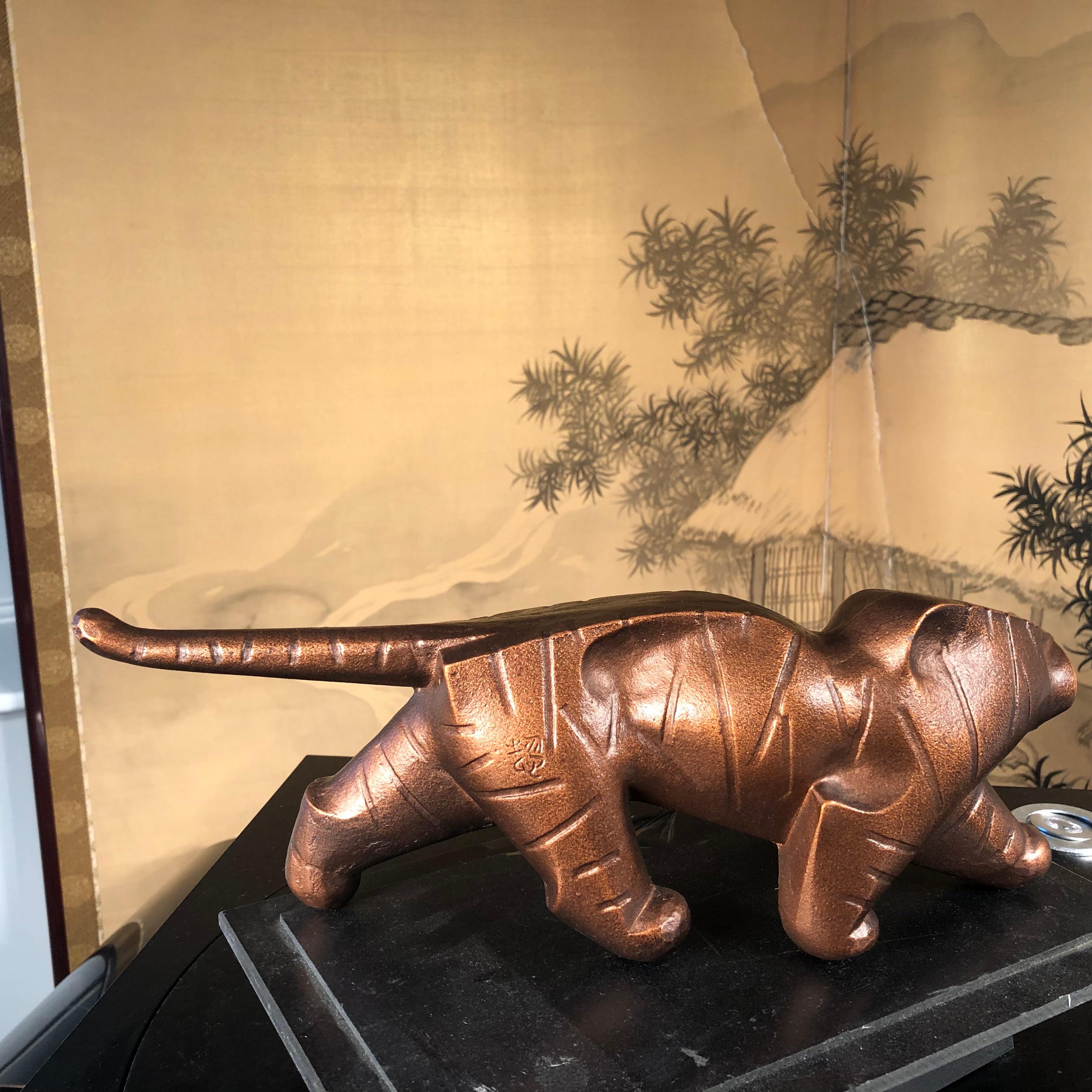 Japan Big Tiger Bronze Master Work by Famous Artist Sotaro Saegusa 3