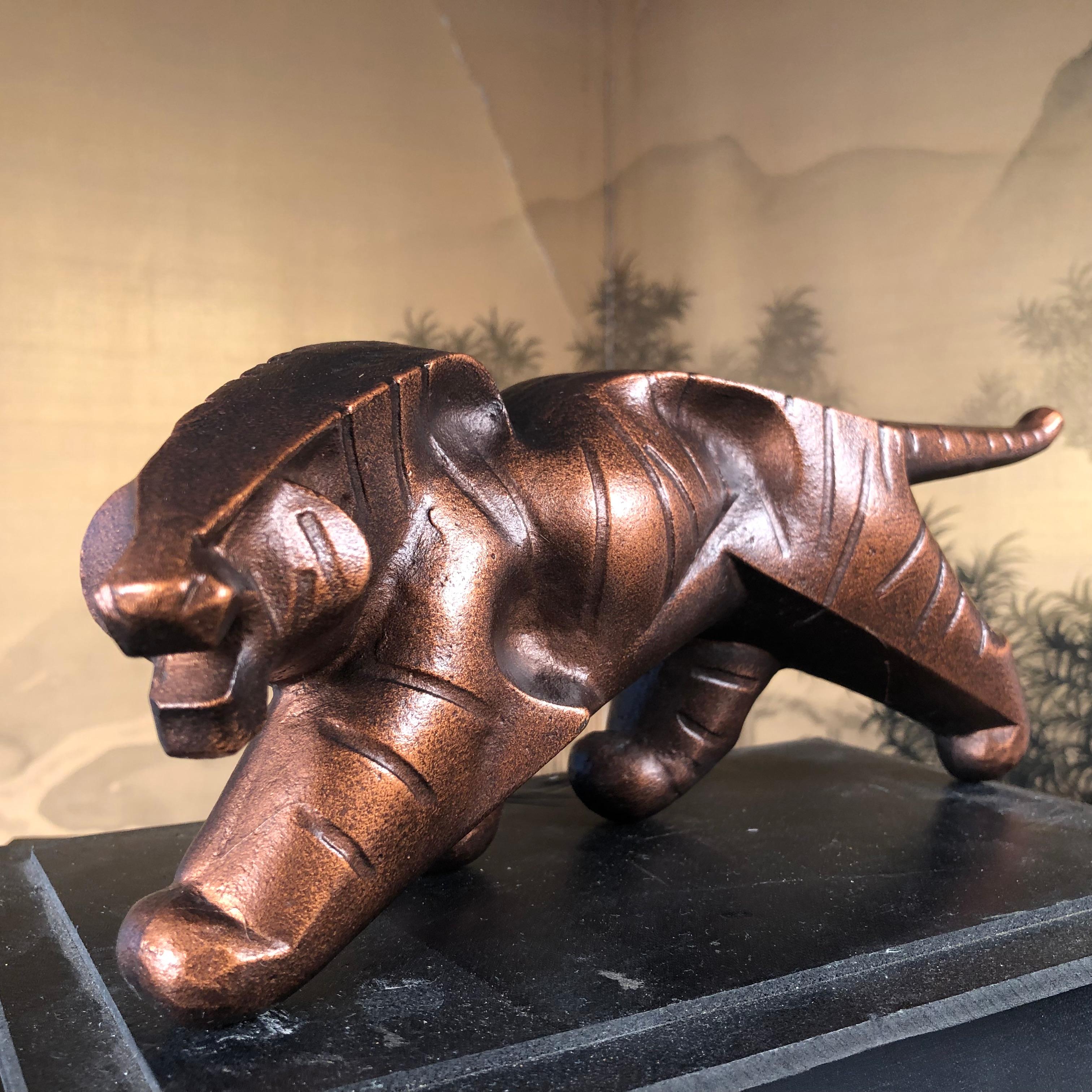 Gilt Japan Big Tiger Bronze Master Work by Famous Artist Sotaro Saegusa