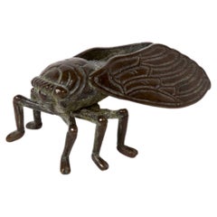 Antique Japan bronze cicada sculpture okimono Meiji