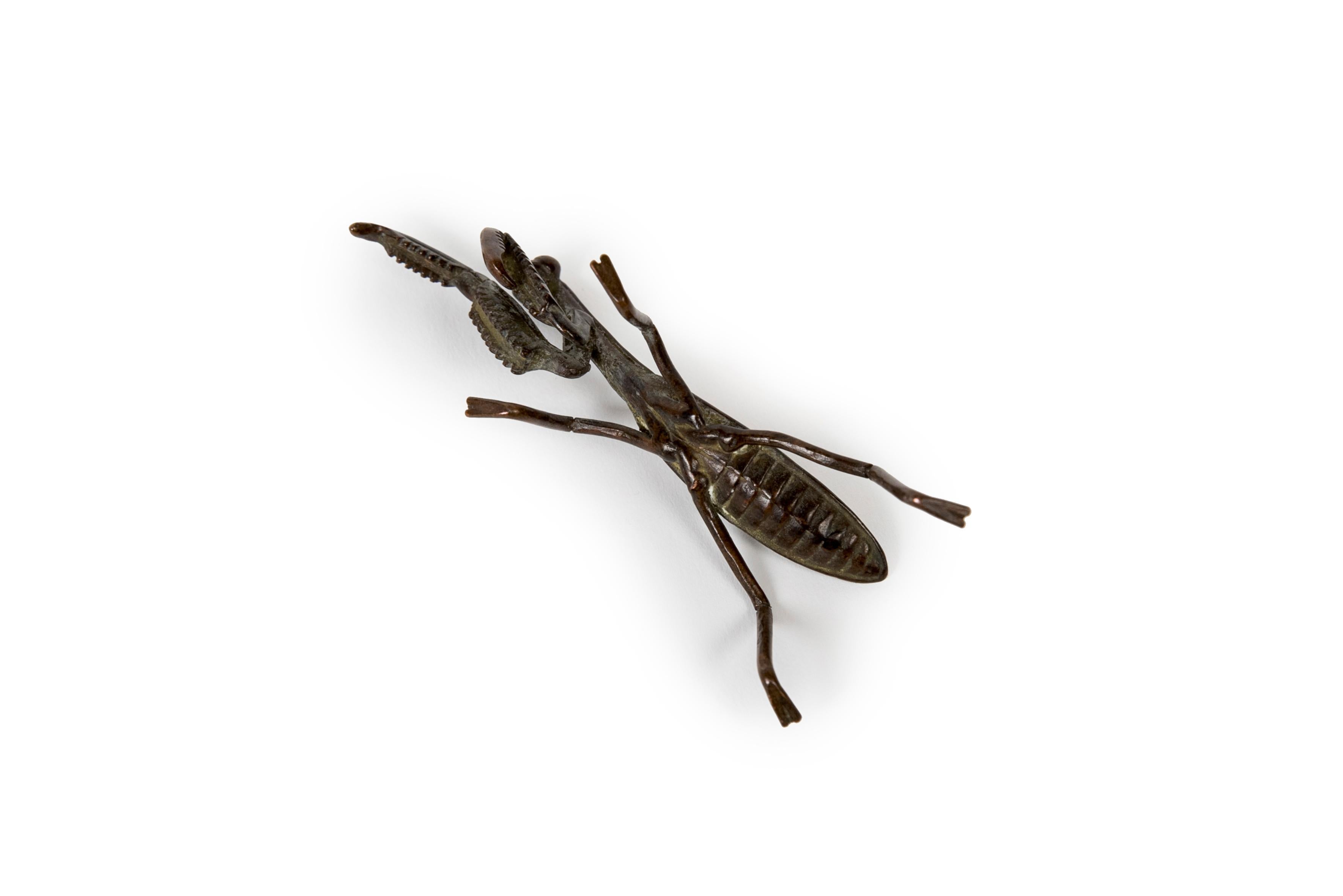 Japanese Japan bronze praying mantis insect sculpture okimono Meiji
