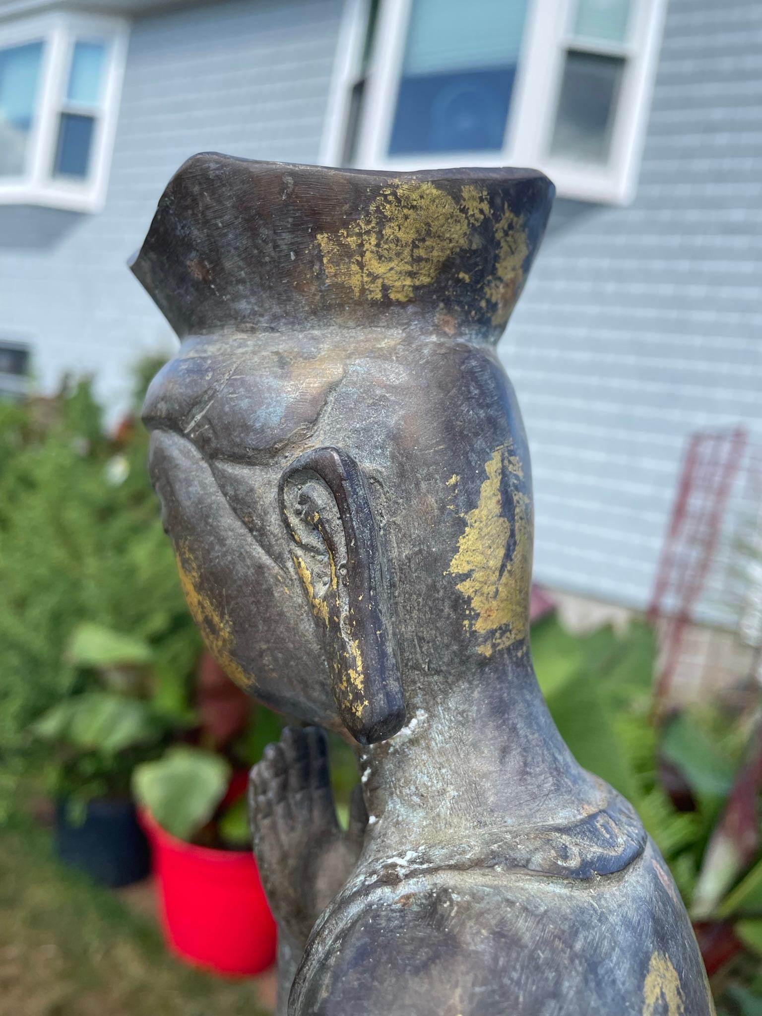 Japan Bronze Seated Garden Guan Yin with Beautiful Face 7