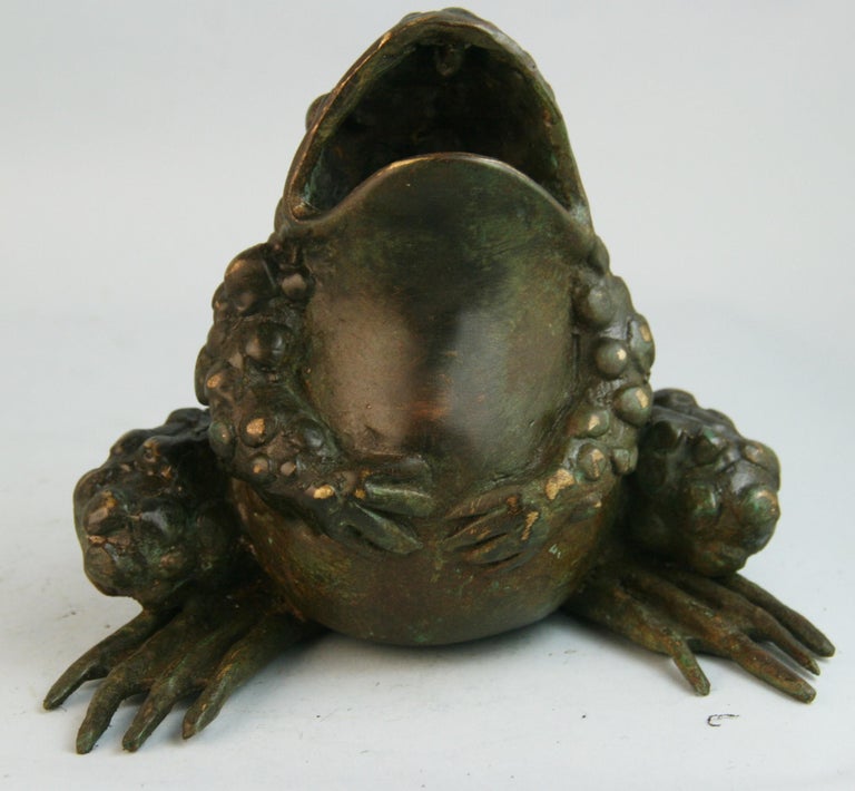 Mid-20th Century Japan Cast Bronze Frog Toad Kaeru For Sale