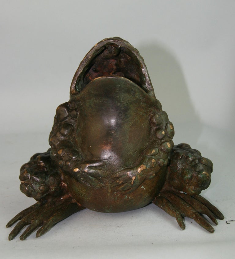 Japan Cast Bronze Frog Toad Kaeru For Sale 4