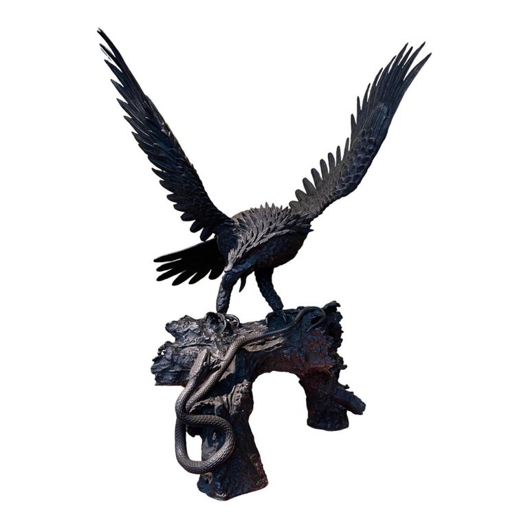 Japan, Eagle and Snake, Bronze, Meiji Period For Sale at 1stDibs