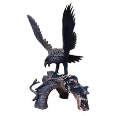 Antique Japan, Eagle and Snake, Bronze, Meiji Period