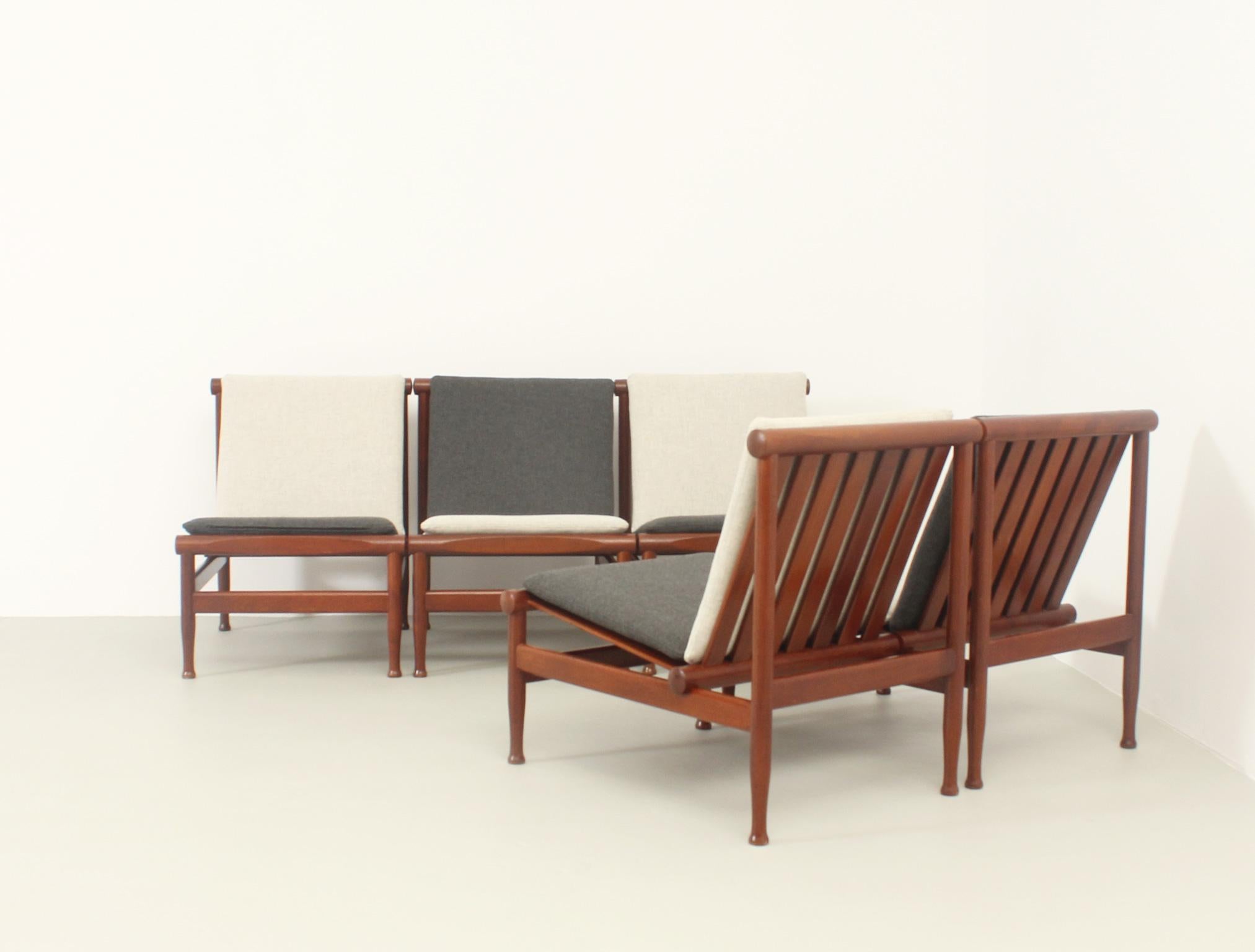 Fabric Japan Easy Chairs by Kai Lyngfeldt Larsen for Søborg, Denmark, 1950's For Sale