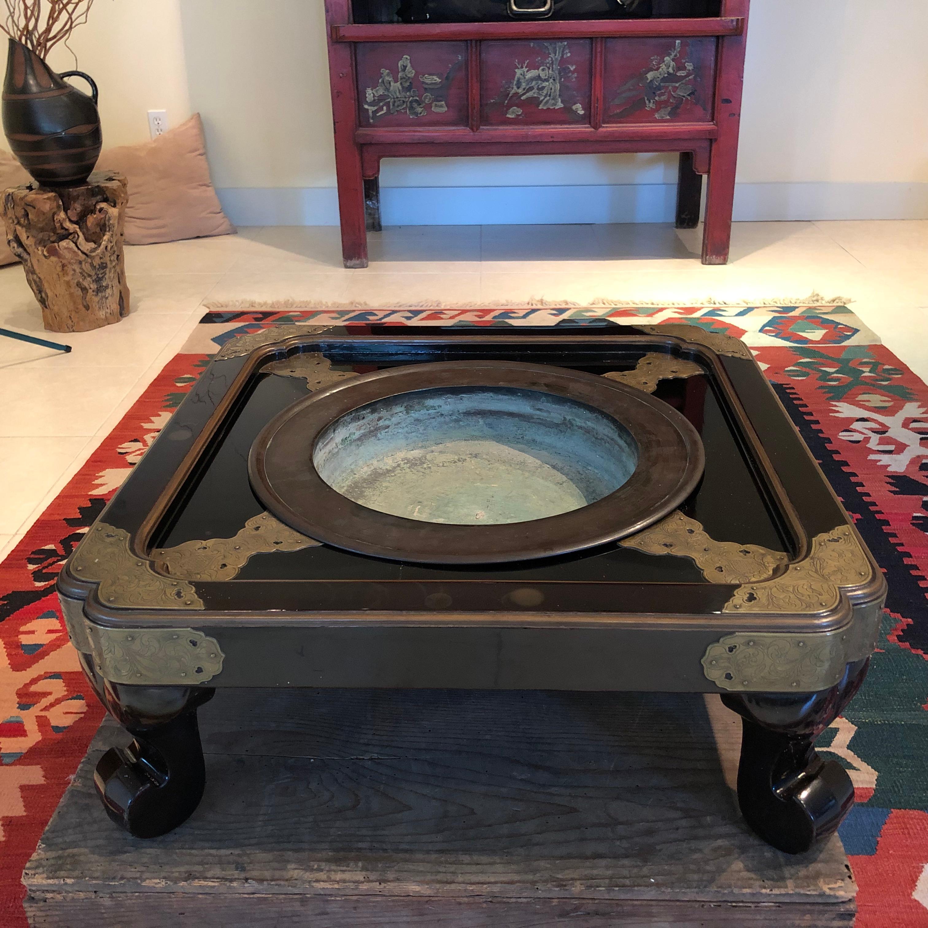 Japan Elegant Antique Rich Black Lacquer Table, 1852 & Signed Box 8