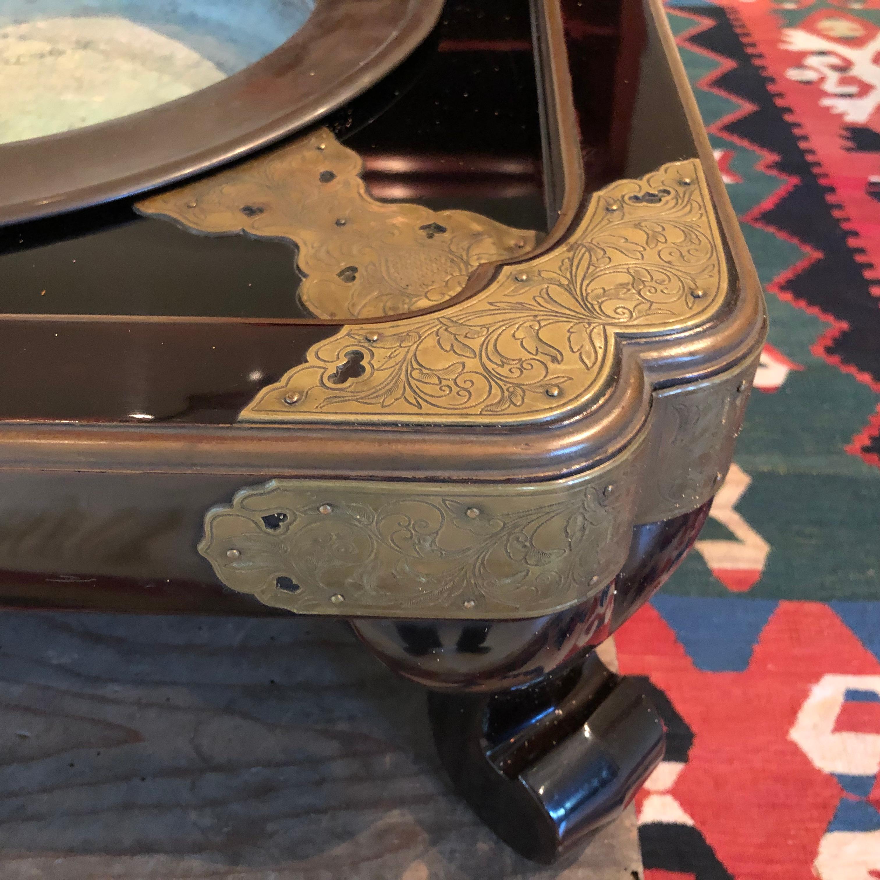 Japan Elegant Antique Rich Black Lacquer Table, 1852 & Signed Box 2