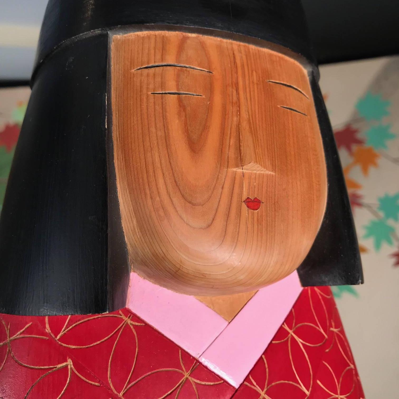 Japan Extraordinary Hand-Carved Kokeshi Doll a Masterpiece Art Form 2
