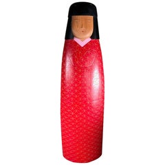 Retro Japan Extraordinary Hand-Carved Kokeshi Doll a Masterpiece Art Form