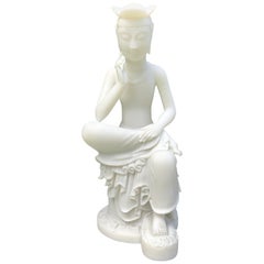Japan Fine and Elegant White Seated Kanon Maitreya, Beautiful Face, Boxed