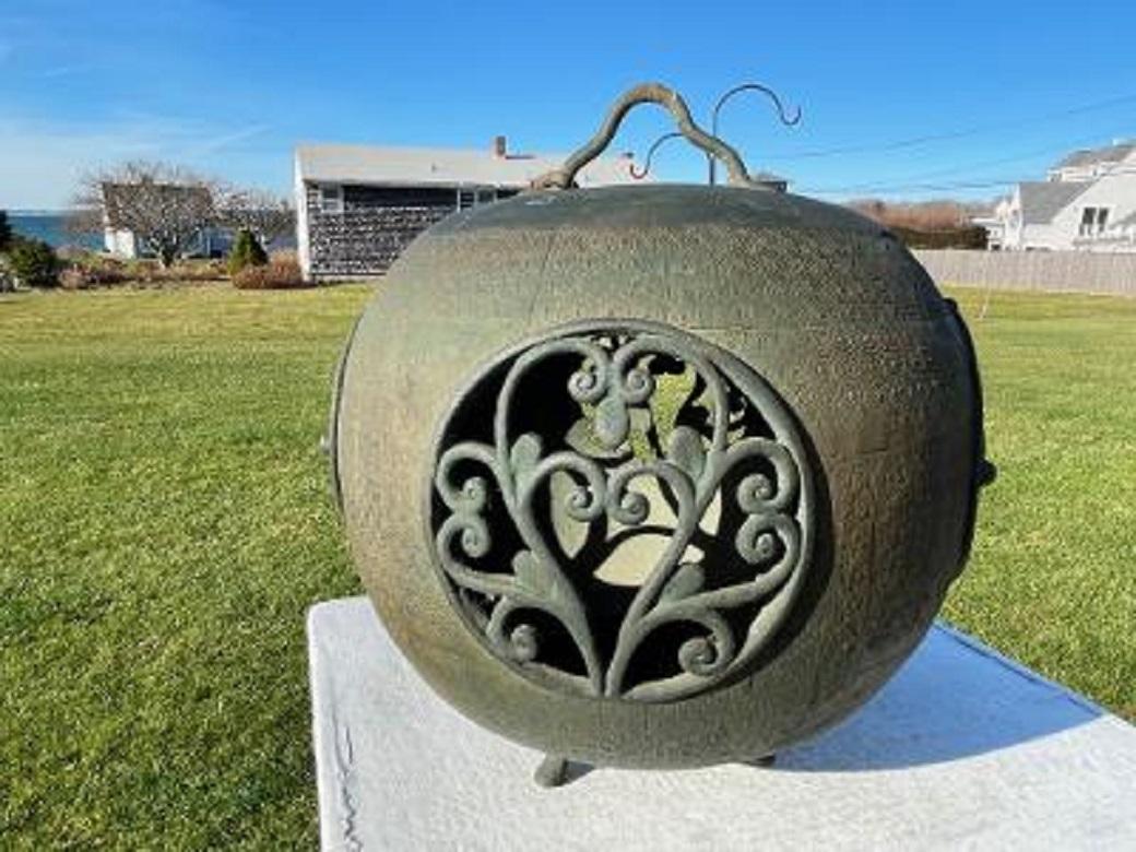 Taisho Japan Fine Antique Bronze Fern work Garden Lighting  Lantern